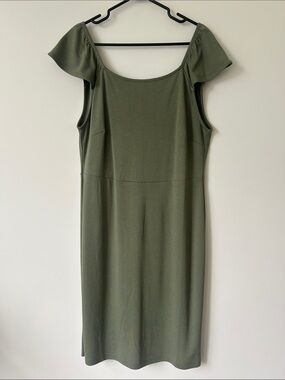Old Navy Ruffled Ponte-Knit Sheath Olive Dress